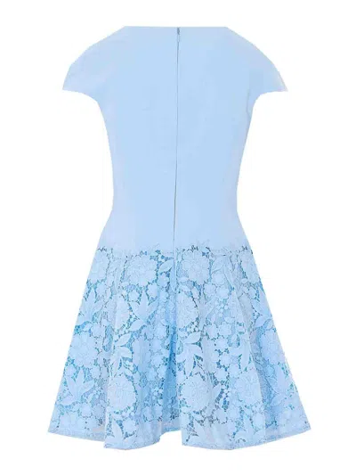 Self-portrait Womens Self Portrait Cap-sleeve Crepe And Lace Mini Dress In Blue