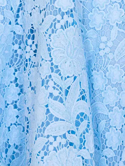 Self-portrait Womens Self Portrait Cap-sleeve Crepe And Lace Mini Dress In Blue