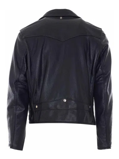 Schott Black Leather Jacket In Black