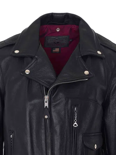 Schott Black Leather Jacket In Black