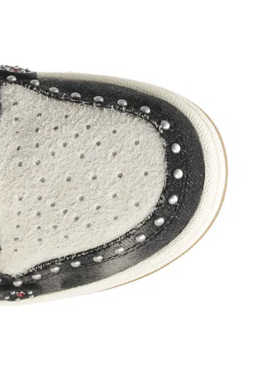 Amiri Skel Top Black Sneaker With Beads And Crystals Application And Logo On The Heel In Fabric And Cotton In Black
