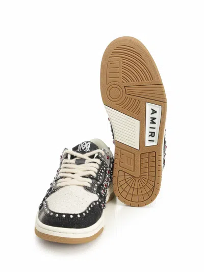 Amiri Skel Top Black Sneaker With Beads And Crystals Application And Logo On The Heel In Fabric And Cotton In Black