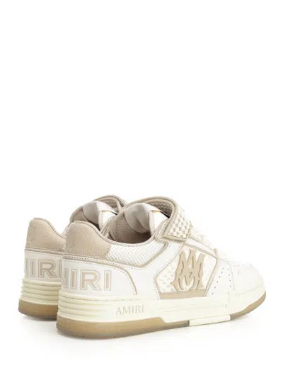 Amiri Men 'skyline' Beige Sneaker With Maxi Logo On The Side And Velcro Strap With Logo In Leather M In Neutral