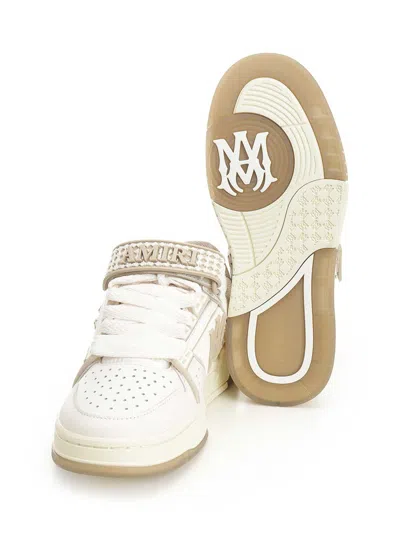 Amiri Men 'skyline' Beige Sneaker With Maxi Logo On The Side And Velcro Strap With Logo In Leather M In Neutral