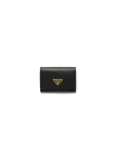 Prada Saffiano Small Leather Wallet In Black