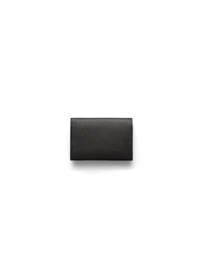 Prada Saffiano Small Leather Wallet In Black