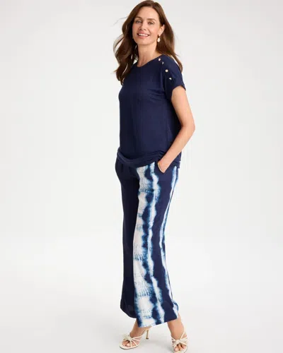 Chico's Linen Button Tunic In Blue In Blue