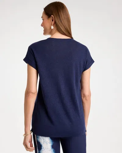 Chico's Linen Button Tunic In Blue In Blue