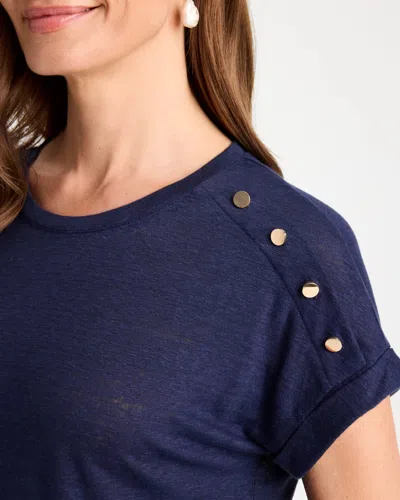 Chico's Linen Button Tunic In Blue In Blue