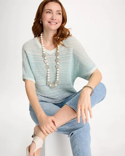 Chico's Space Dyed Pullover Sweater In Blue In Multi