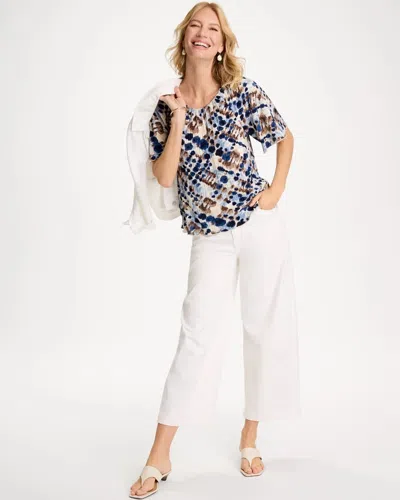 Chico's Printed Bodre Tee In Blue In Multi