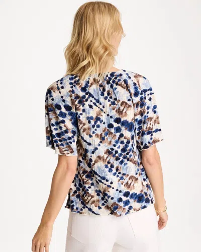 Chico's Printed Bodre Tee In Blue In Multi