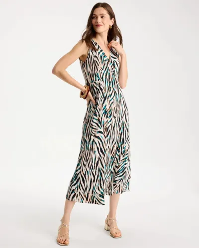 Chico's Animal Print Jersey Knit Dress In Jade Glow In Multi