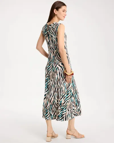 Chico's Animal Print Jersey Knit Dress In Jade Glow In Multi