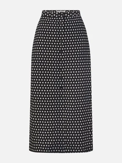 Frame The Dot Front Button Midi Skirt In Black