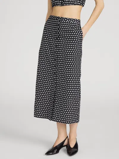 Frame The Dot Front Button Midi Skirt In Black