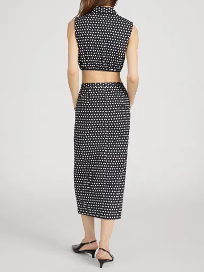 Frame The Dot Front Button Midi Skirt In Black