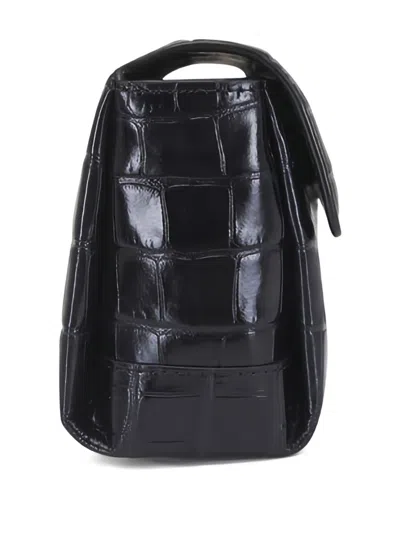 Totême Rectangular Crocodile Leather Clutch Top Handle In Black