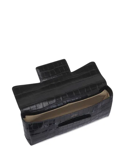 Totême Rectangular Crocodile Leather Clutch Top Handle In Black