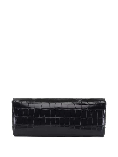 Totême Rectangular Crocodile Leather Clutch Top Handle In Black