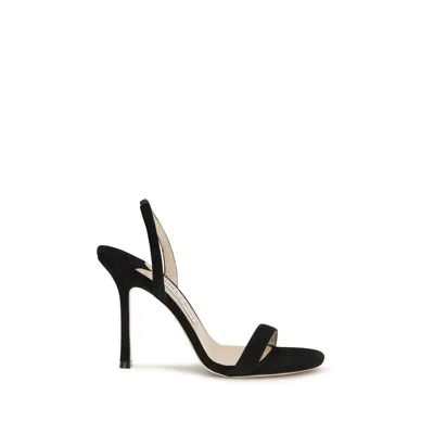 Jimmy Choo Jenn 85mm Suede Slingback Sandals In Black