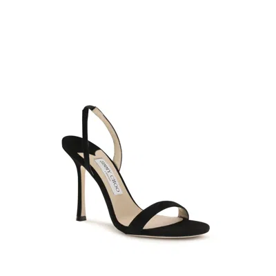 Jimmy Choo Jenn 85mm Suede Slingback Sandals In Black