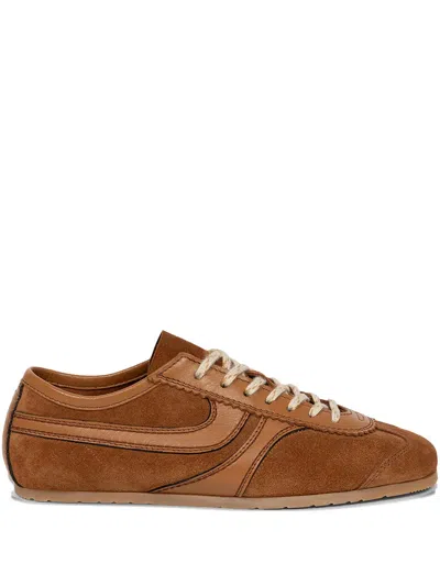 Dries Van Noten Women Brown Low-top Sneakers With Two-tone Lace-up In Suede Woman