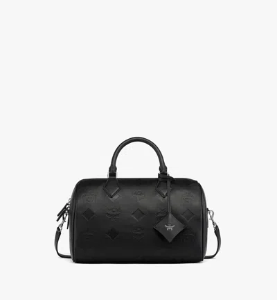 Mcm Ella Boston Bag In Maxi Monogram Leather In Pink