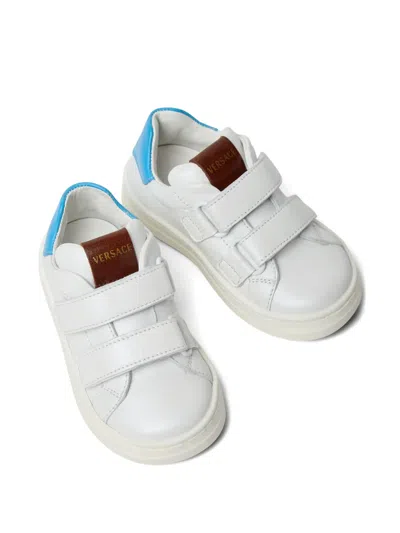 Versace Touch-strap Leather Sneakers In White