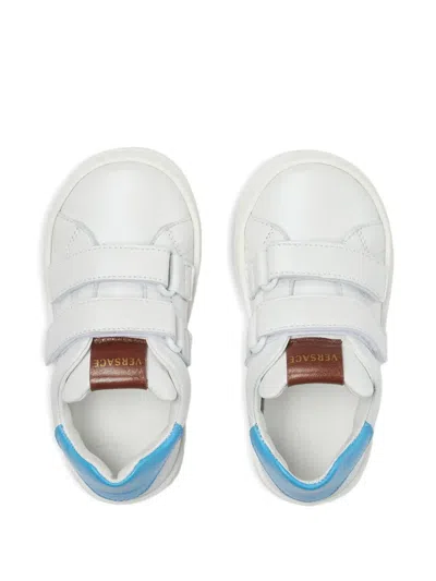 Versace Touch-strap Leather Sneakers In White