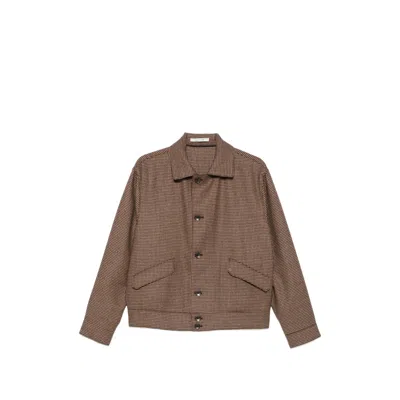 Tagliatore Houndstooth-pattern Button-up Jacket In Brown
