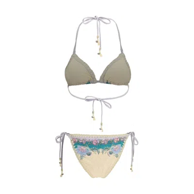 Zimmermann Beige Floral Swimwear In White