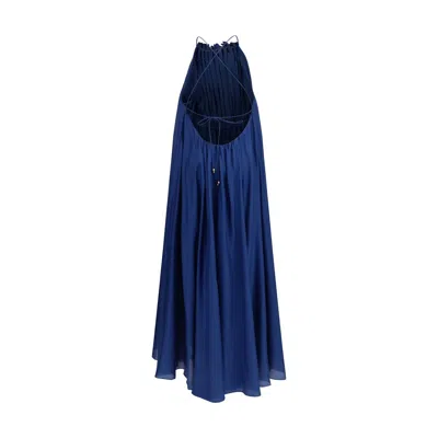 Zimmermann Womens Dark Cobalt Aster Gathered-bead Silk Maxi Dress In Blue