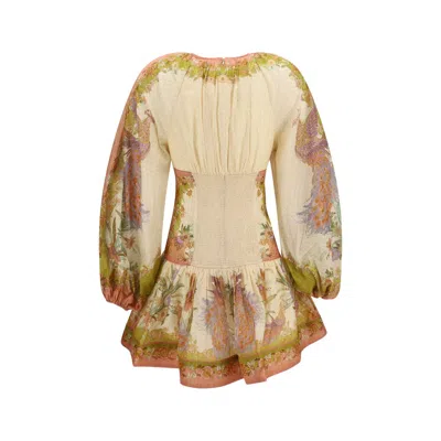 Zimmermann Womens Chartreuse Scarf Floral Indra Floral-print Cotton And Silk-blend Mini Dress In Black