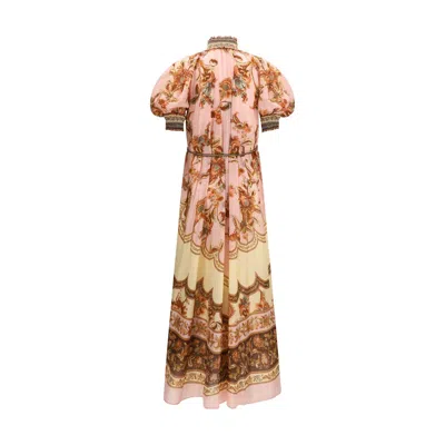 Zimmermann Womens Mauve Jacobean Aster Billow Silk Maxi Dress Xl In Brown
