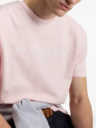 Woolrich Flamed Cotton T Shirt In Pink