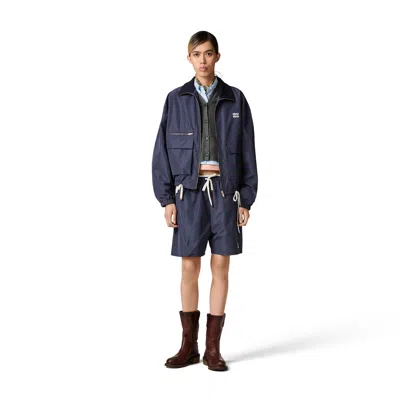 Miu Miu Technical Fabric Bermudas In Blue