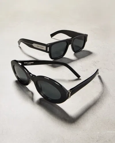 Saint Laurent Black-black-black Recycled Acetate Sunglasses In Black