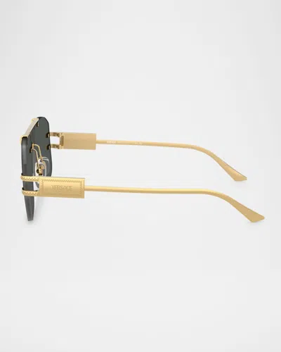 Versace Men's 60mm Rectangular Sunglasses In Green