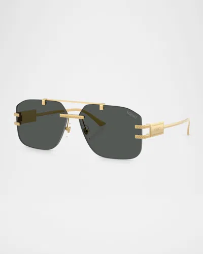 Versace Men's 60mm Rectangular Sunglasses In Green
