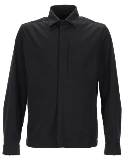 Herno Black 2-layer Gore-tex Laminated Shirt Jacket In Black