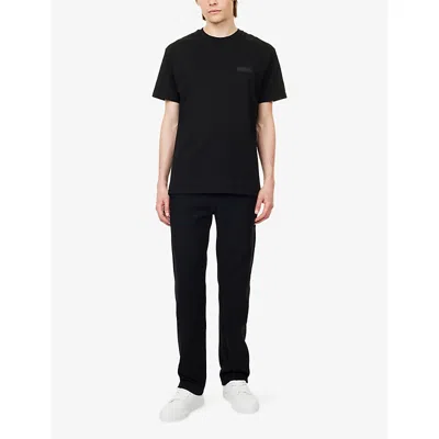 Givenchy Black Crewneck T-shirt With Logo Patch On The Front In Cotton Man In Black