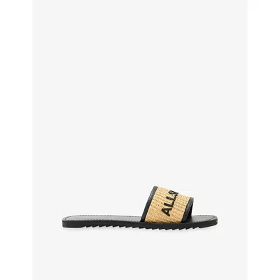 Allsaints Hoxton Single Strap Sliders In Brown