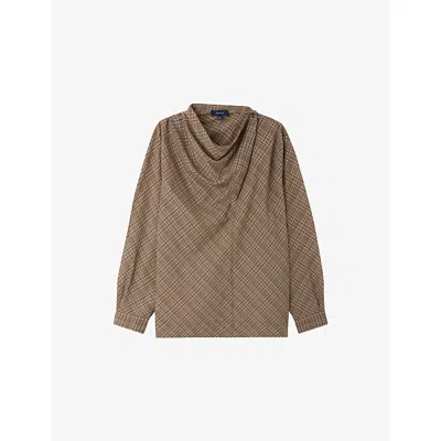 Soeur Irving Check-pattern Blouse In Brown