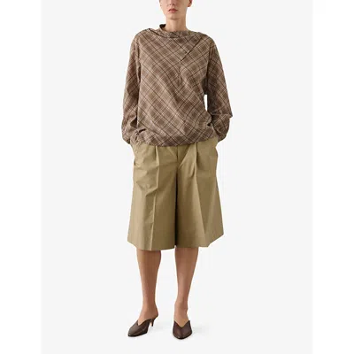 Soeur Irving Check-pattern Blouse In Brown