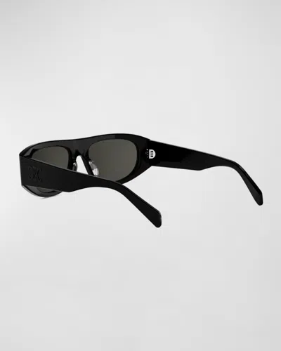 Celine Men & Apos;s Triomphe Rectangular Acetate Sunglasses In Black