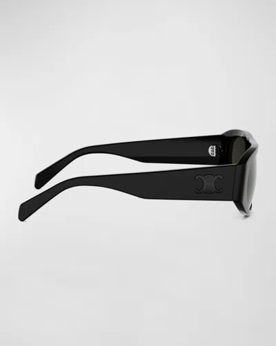 Celine Men & Apos;s Triomphe Rectangular Acetate Sunglasses In Black