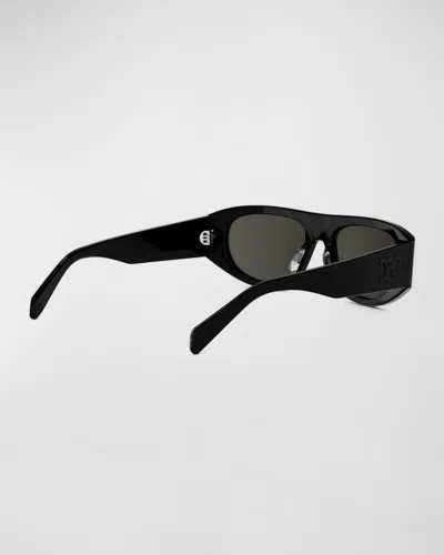 Celine Men & Apos;s Triomphe Rectangular Acetate Sunglasses In Black