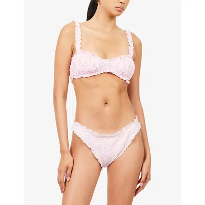 Simkhai Womens Daisy Multi Evander Ruched Bikini Top In Black