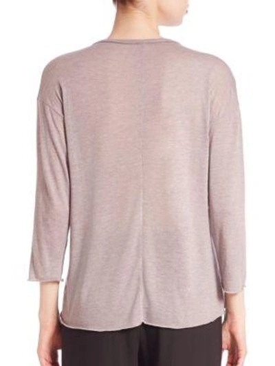 Shop Vince Raw-edge Knit Top In Latte